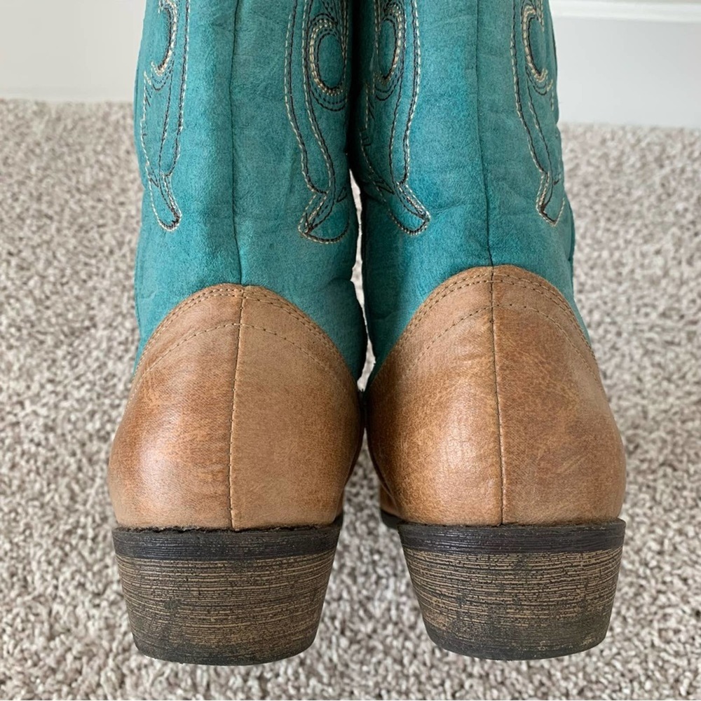Coconuts by Matisse Gaucho Cowboy Boots Turquoise/Tan - Picture 7 of 11